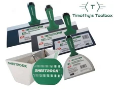 USG Sheetrock 6'', 8'',10'', 12'' Pro Drywall Taping Knife + 12" USG Pan+ Grip