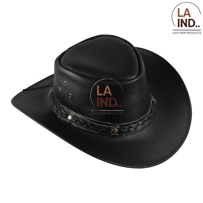 Western Style Genuine Leather Cowboy Hat Shapeable Wide Brim For Men &amp; Women