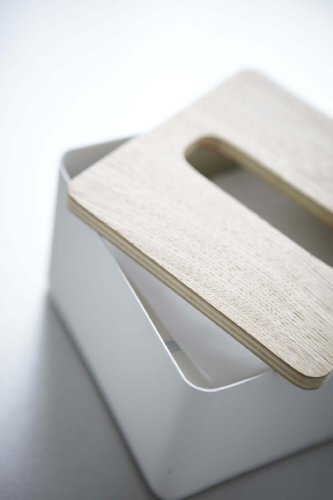 Yamazaki tissue case with Lid Rin S Natural 7732 Wood Lid, Steel