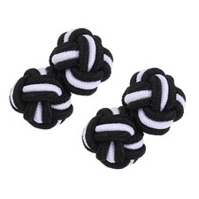Silk Knot Cufflinks for Men Black-White