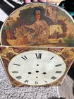 Old Antique Painted QUEEN FANCY gold Metal Tall Case Grandfather Clock Dial Face — photo 2