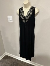 La Perla Villa Toscana Size 2 Sz S Nightgown Black Rayon Modal Lace Trim
