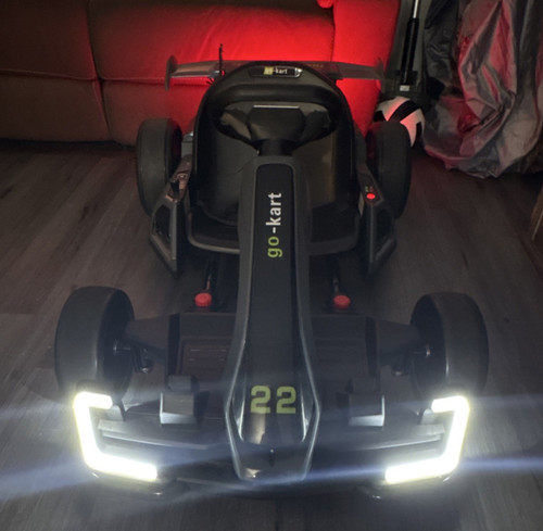 Go-Kart Complete Electric Go-Kart with LED Lights, Rear Spoiler, Number 22