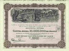 Plantations de l' Equatoriale S.A. 1927 Antwerpen Belgien Belgisch Kongo Kaffee