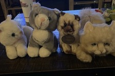 Rare Vintage Russ And Berrie Plush Cat Set - Realistic Design, Lot Of 4 W Tawney