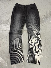 2000s Roberto Cavalli Black  White Wave Pants S 