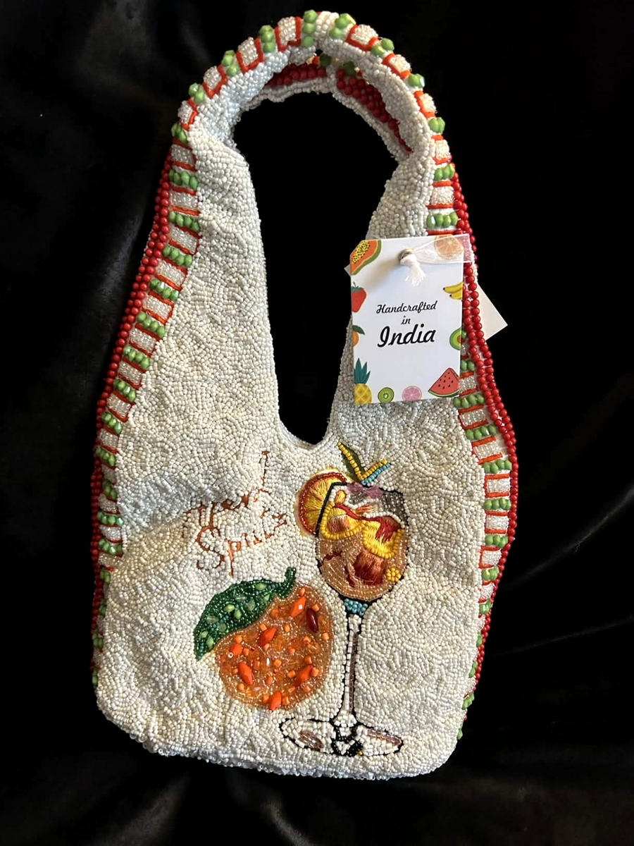 New Release Handcrafted in India Aperol Spritz Cocktail Beaded Bag