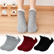 For Women 1 Pairs Soft Winter Non-Skid Thick Cozy Fuzzy Solid Slipper Socks USA
