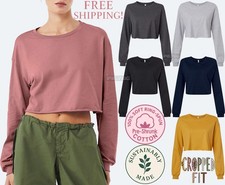 Womens Cropped Ladies Long Sleeve Tee Preshrunk 100 Soft Cotton T-Shirt S-2XL