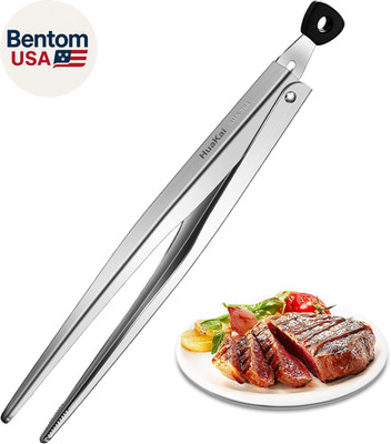 Locking Stainless Steel Kitchen Tongs, 12-Inch Grill Tongs,Heat-Resistant up to