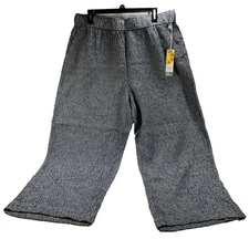 C&C California Women's XL Wide Leg Linen/Rayon Pants Navy/White Mini Check New