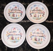 X4 Oriental Scene Porcelain Low Bows Circa 1810 Roughly 6 Inches Wide