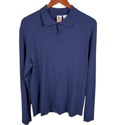 Armani Exchange Sweater Men's Size Large Blue Pullover Long Sleeves Rayon Blend