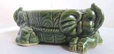 Vintage Majolica Style Elephant Planter Feng Shui Good Luck Enhancer Trunks 6