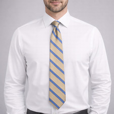 Brooks Brothers Makers Silk Repp Tie Tan Blue Stripe 58" Men's Business USA