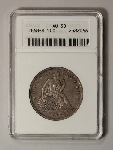 1868-S 50C Liberty Seated Half Dollar ANACS AU50