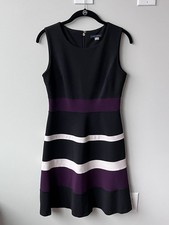 Tommy Hilfiger Women's Size 4 Black Purple Colorblock Scuba Crepe Swing Dress