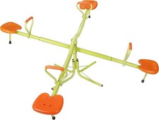 4 Seat Kids Seesaw, Outdoor Playground Equipment 360 Degrees Rotate