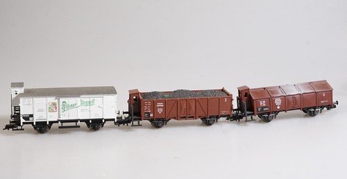 (0571) 3 H0 Güterwagen DR Roco: Hochbord+ Kalkwagen+ Fleischmann Bierwagen | Condition: Gebraucht