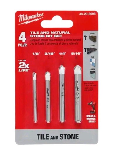MILWAUKEE Carbide Natural Stone Drill Bit Set (4-Pack)