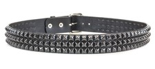 3 Row 1/2" Gunmetal Pyramid Belt Genuine Cowhide