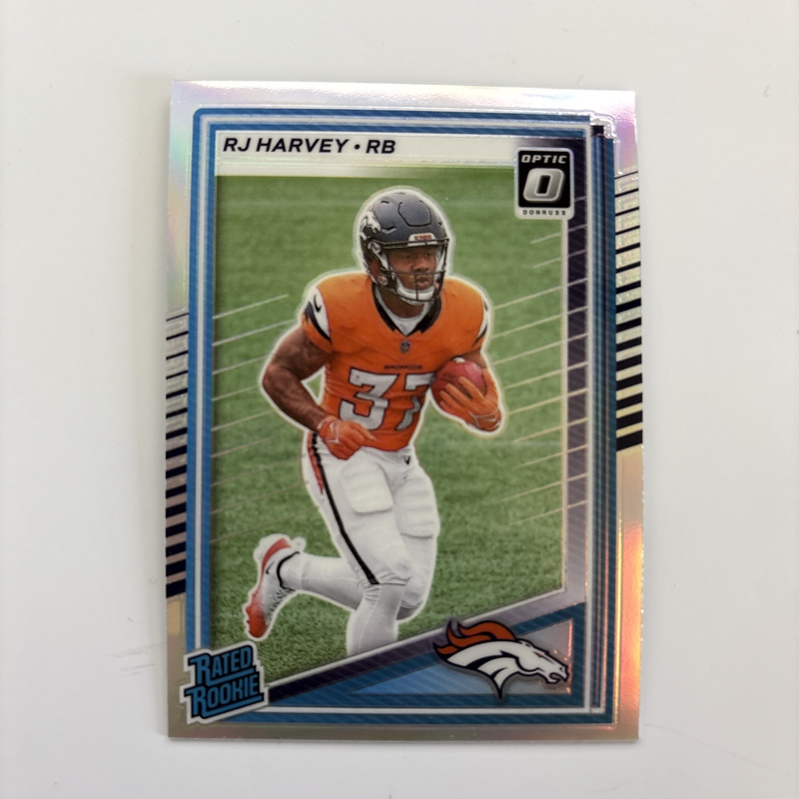 2025 Panini Donruss Optic Preview RJ Harvey #312 Rated Rookie Silver Holo RC