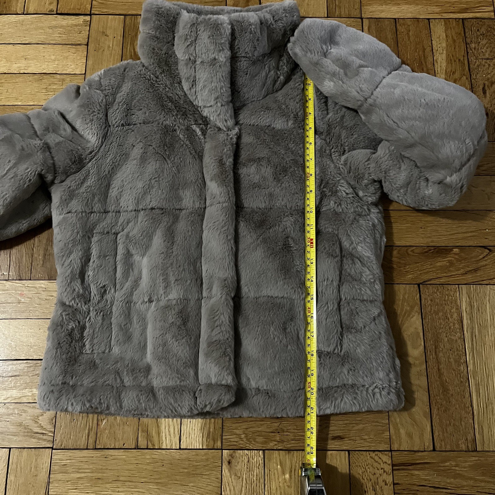 Abercrombie & Fitch Mini Puffer Faux Fur Jacket Size Small Taupe Beige Cute