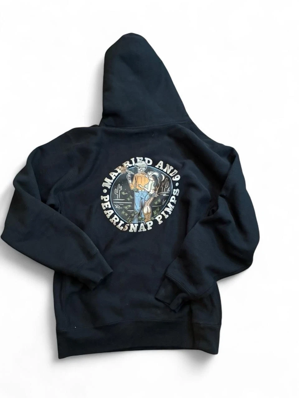 FR Pearlsnap pimps “married To The game” Welders Hoodie In Black Graphic L image 4