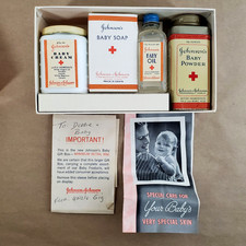 Vintage Johnson  Johnson Baby Gift Box 1950s Complete Set Soap Cream Oil Powder