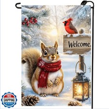 Welcome Winter Garden Flag 12x18 Inch Double Sided, Burlap Season