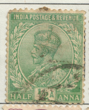 India - 1911 -1912 King George V, 1865-1936 - Inscription INDIA POSTAGE 1/2 Anna