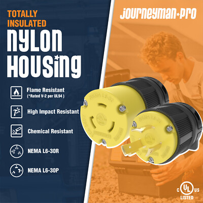30 Amp 250 Volt Male Female Twist Lock 3 Wire Plug Nema L6-30P/30R
