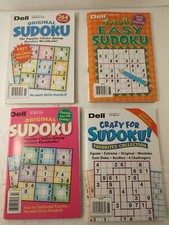 Lot of 4 Dell Sudoku Puzzles Books  Over 700 PUZZELS  FREE SHIPPING 