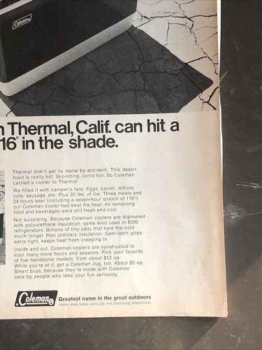 1968 Coleman Cooler PRINT AD Thermal California Ice Chest Test Heat VTG 1960s - Picture 5 of 5