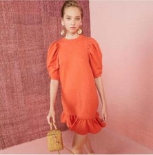 Ulla Johnson Dress Size Small Landry Puff Sleeve Ruffle Short Mini Burnt Orange