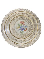 Collectible Vintage Atlas China 22 Karat Gold Floral Plate~ 11โ ~ Made in USA