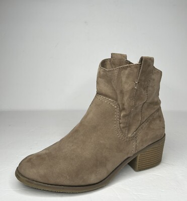 Merona Women Target Boots Faux Suede Brown Slip On Ankle High 10 M  Pre-owned