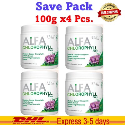 4x Real Elixir Alfa Chlorophyll Plus Natural Fiber Detox Drink Healthy Skin 100g