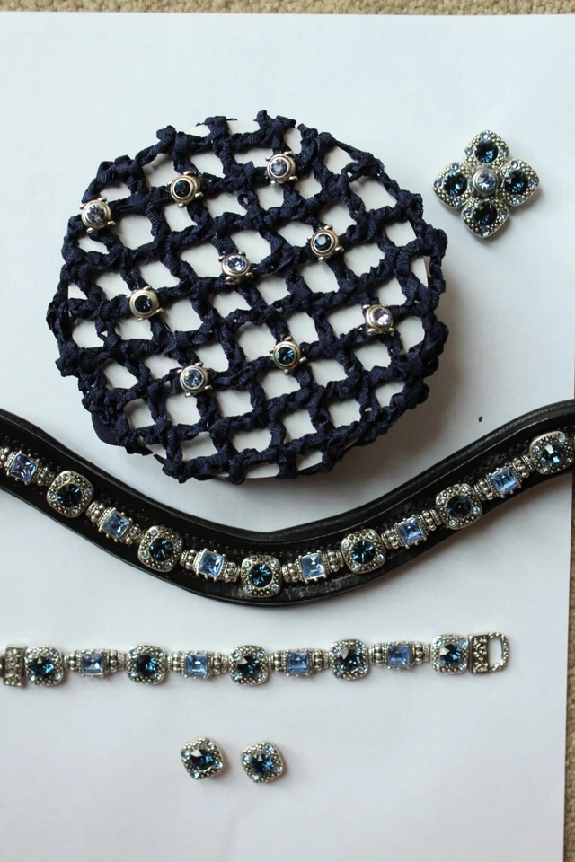 Doma "Bandas para cejas con Bling" para caballo, curva -V-o recta hasta 17,5" Foto 3 de 4