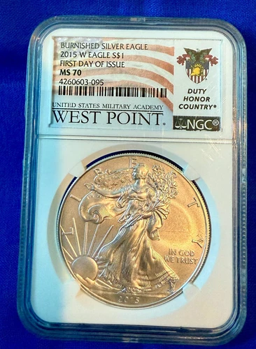 2015-W Burnished ASE NGC MS 70 FDOI - 1 of 500 in DUTY-HONOR-COUNTRY Label