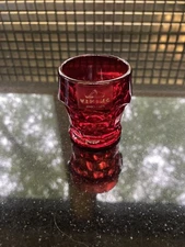 BEAUTIFUL VTG Viking Glass Georgian Ruby Red Toothpick Holder W/STICKER 2.5"H