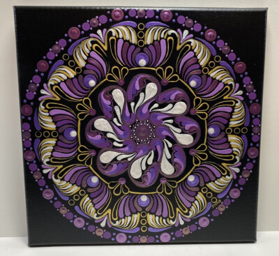 12  x 12  Purple Splash Mandala Canvas - By JaDeL