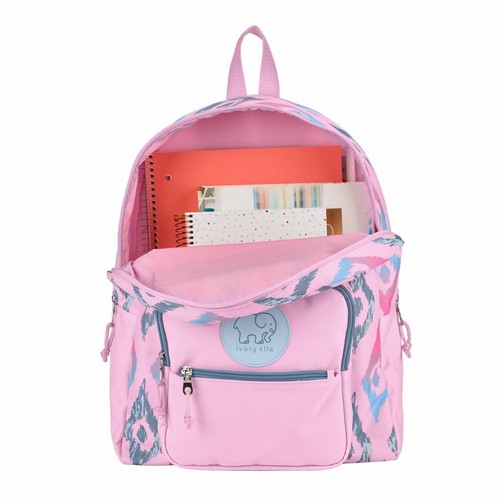 Ivory Ella 16.5" Tribal Ikat Backpack Book/Laptop Bag - Magenta - New With Tags - Picture 3 of 6