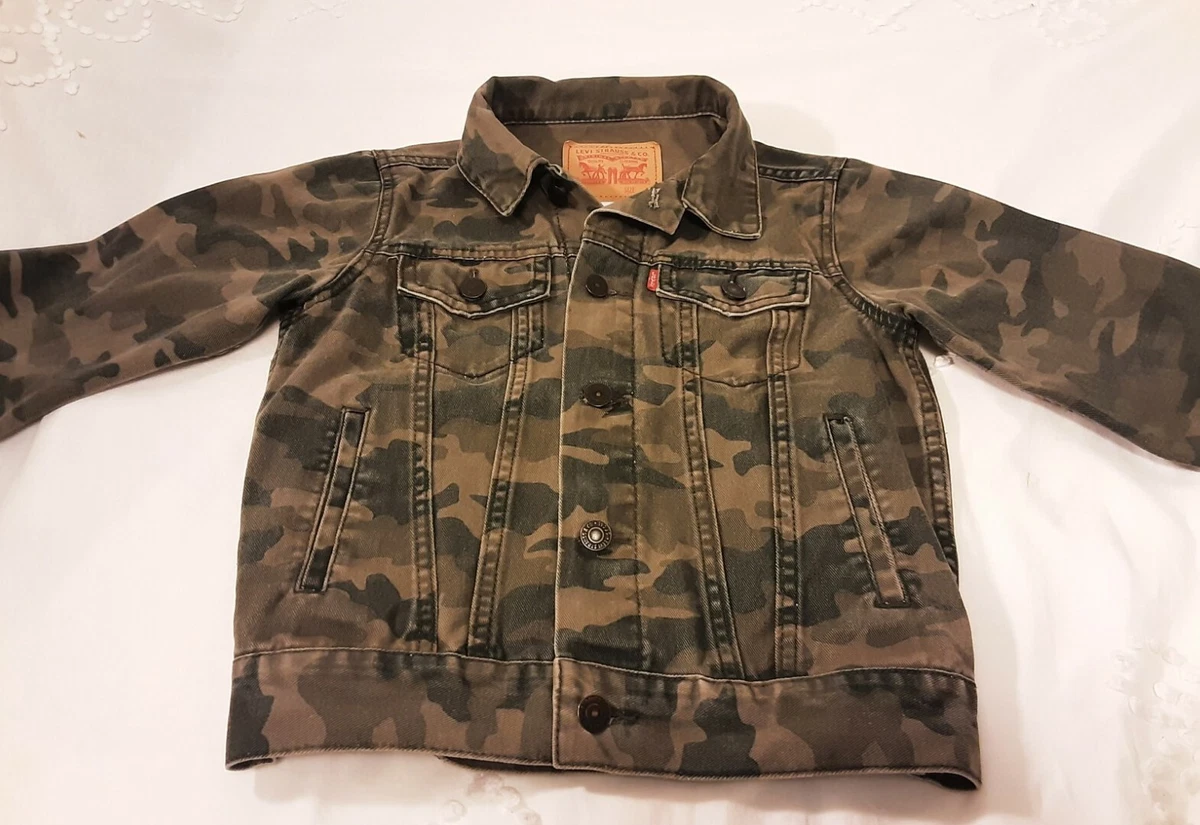 LEVI STRAUSS Classic Red Tag Camo Trucker Jacket Youth Small (8-10 Yrs)  Denim