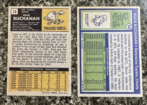 1971 Topps Football Buck Buchanan #13 and 1972 #204 - Picture 2 of 2