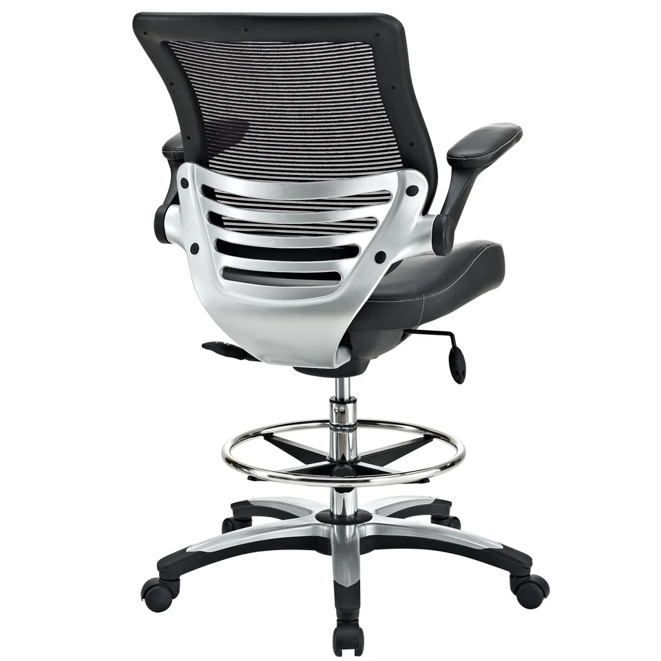 Modway Ergonomic Adjustable Swivel Mesh Tall Office Desk Drafting Chair in Black - Image 4 of 4