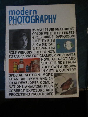 Modern Photography Magazine March 1961 Color Tele Lenses Glamour ME 57 66