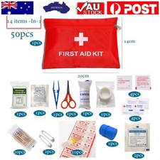 50 Piece First Aid Kit Medical Survival Supplies Bandages Scissors Bandaid Gauze