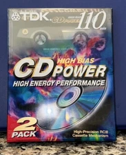 TDK Audio Cassette Tape CD Power 2 Pack High Bias 110 Min Type 2 PWR-110L2 NEW
