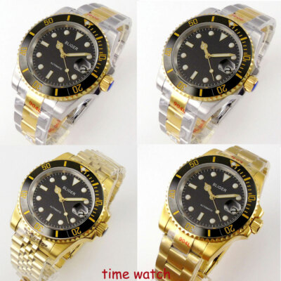 NH35A PT5000 Miyota8215 Automatic Mens Watch Golden 40mm Sapphire Crystal Bliger